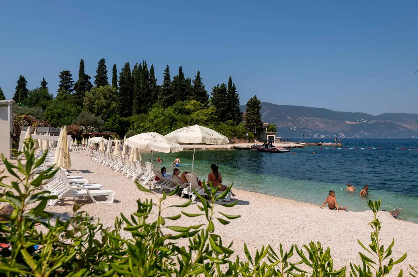 Crystal-clear Adriatic waters at Forte Rose, Boka Bay