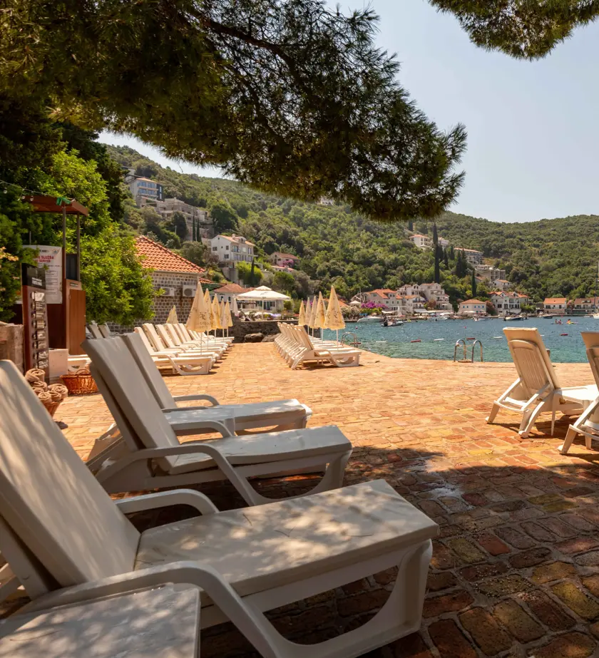 Private beach area at Forte Rose — secluded and exclusive